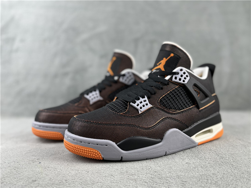 New 2022 Air Jordan 4 Cavans Black Orange Grey Shoes